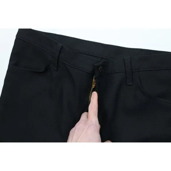 Vintage 90s Wrangler Mens 38x30 Knit Flared Wide Leg Western Chino Pants Black